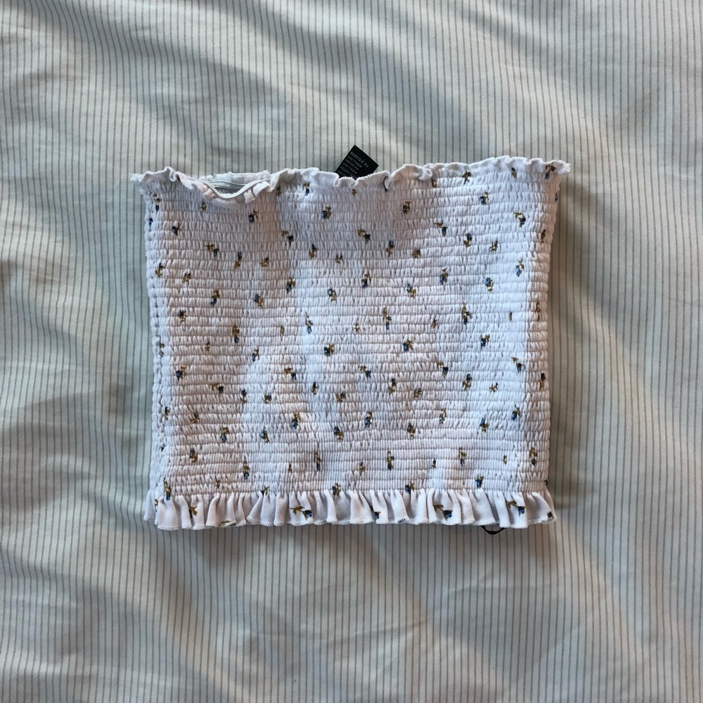 White Floral Bandeau Top